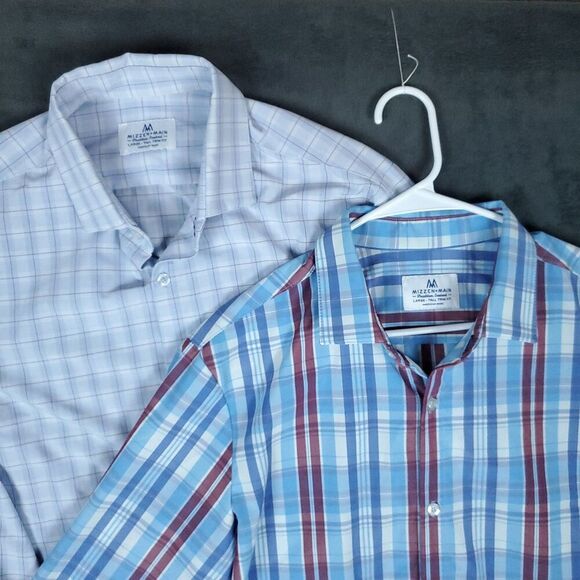 Mizzen+Main Shirt Lot Of 2 Plaid Trim Fit Tradition Evolved Men's Large Tall - Picture 1 of 16